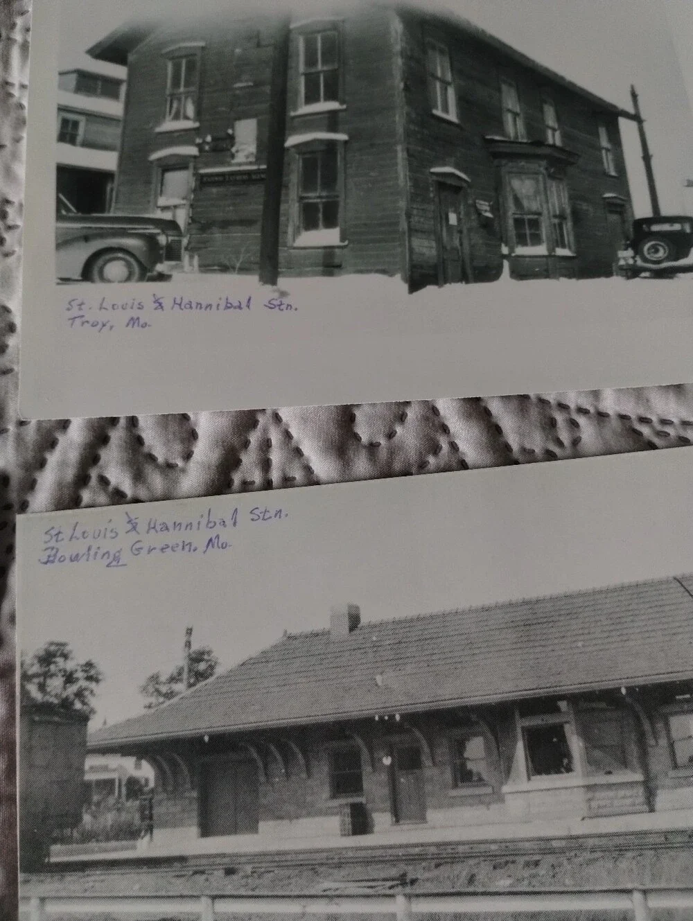 Vintage Black & White Photo Prints - Black Historic Train & Buildings